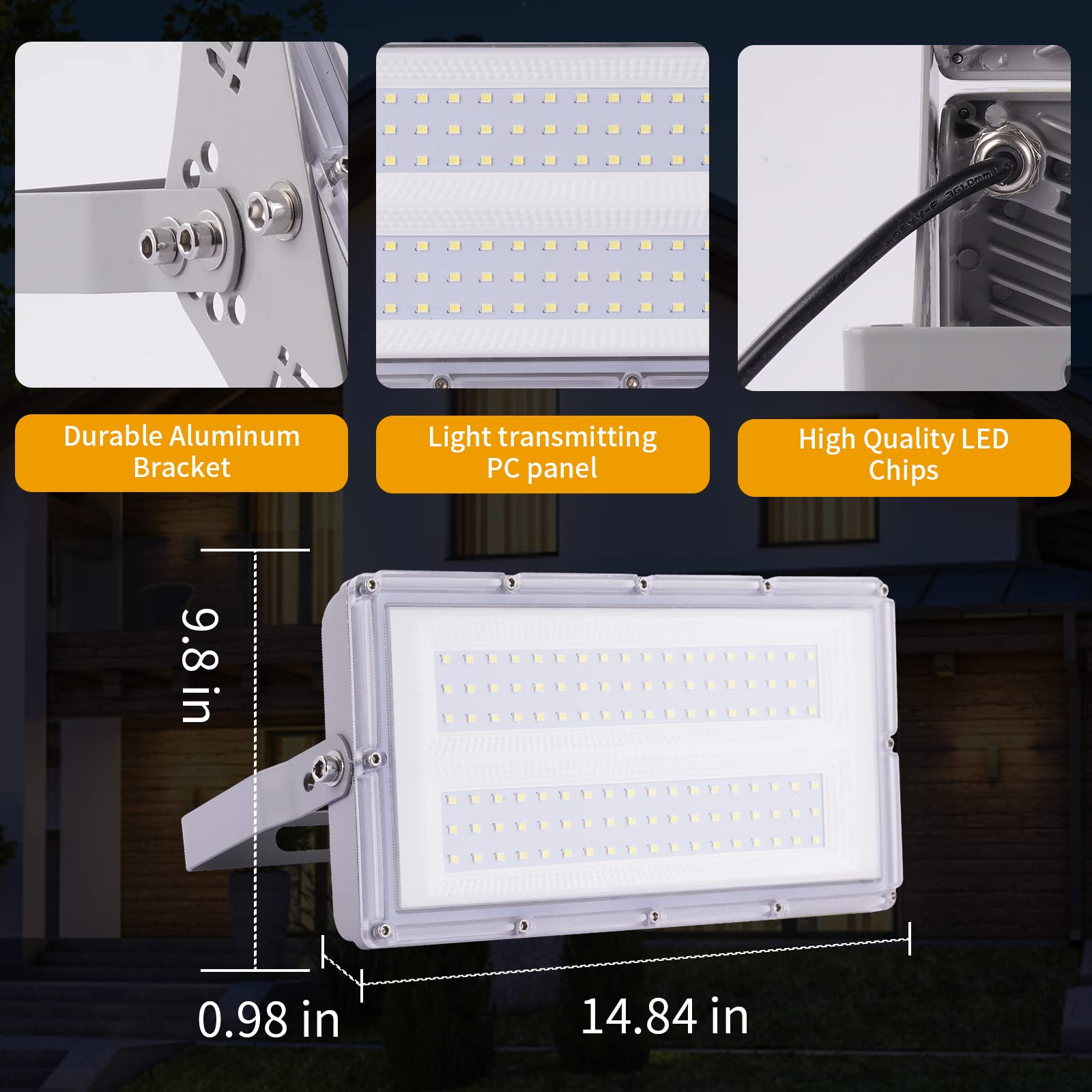 HOPEDAMAI 100W LED Straßenlaterne - Superhelle 14.000 Lumen Außenbeleuchtung Für Garten & Parkplatz
