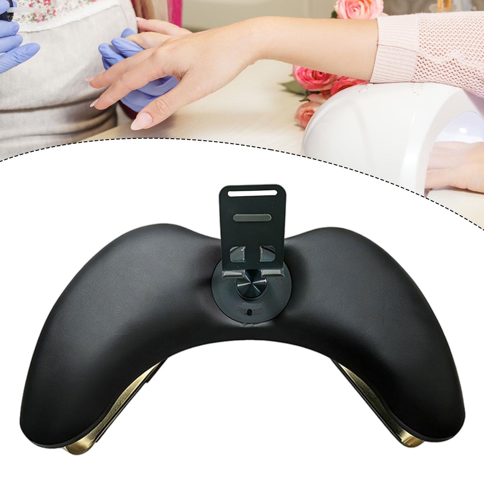 perfk Cuscino poggiamani per manicure supporto per telefono, gambe in metallo per unghie in acrilico fai casa, Nero