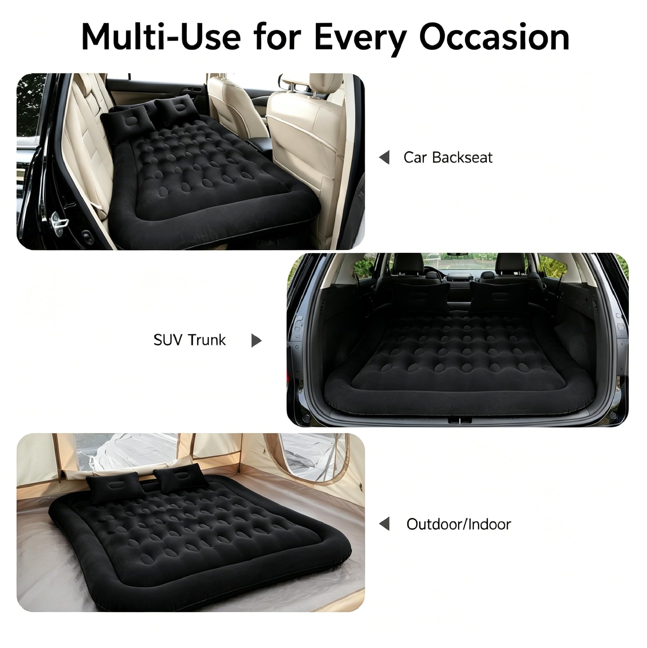 Materasso Gonfiabile Auto per Volvo V90 Cross Country 2016-2020, Letto Portatile con Pompa Rapida per Campeggio Viaggi e Riposo in SUV,A-Black