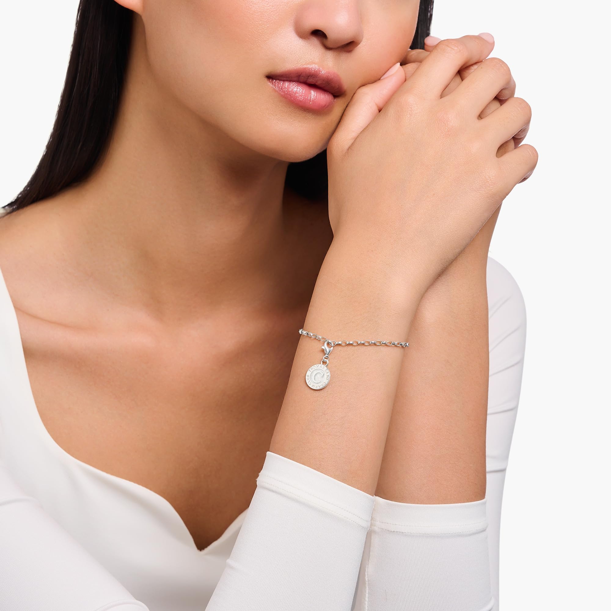 THOMAS SABO Charm moneta bianca riciclata argento Sterling 925 1998-007-14, misura unica, Argento sterling, Nessuna pietra preziosa