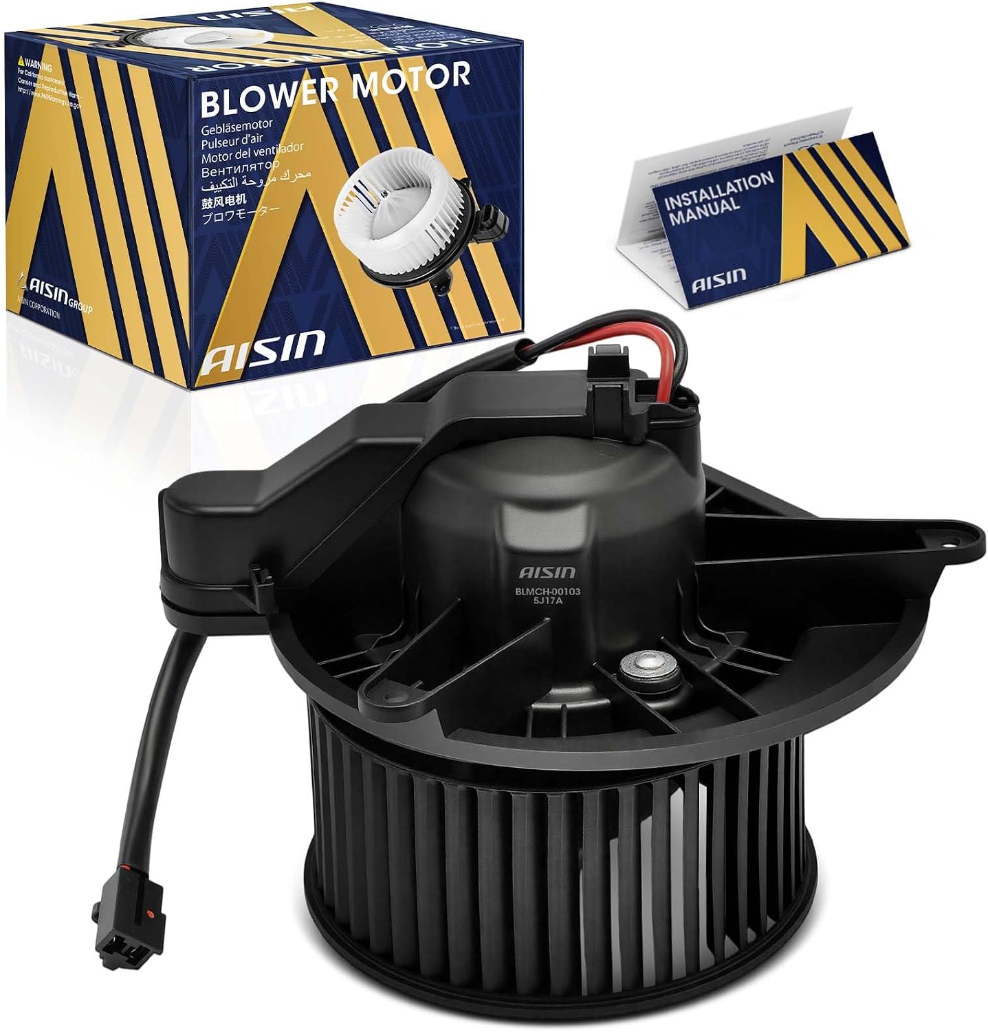 AISIN HVAC Blower Motor with Wheel Assembly (Front)