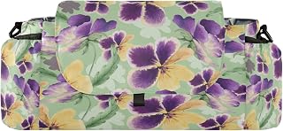 Kigai Universal Baby Stroller Organizer, Purple Violets Detachable Stroller Caddy Accessories Bag with Insulated Cup Holder and Adjustable Straps for Diaper, Phone, Toys