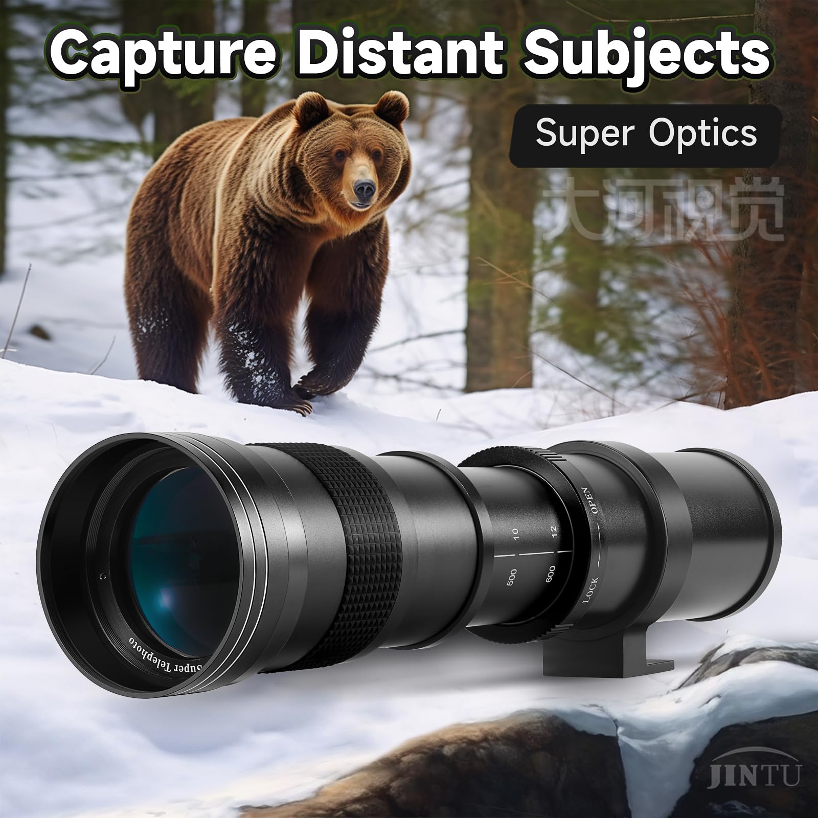 JINTU 420-1600mm f/8.3 HD-Tele Zoom Teleobjektiv für Nikon Digitale SLR Kameras D5600 D5500 D5200 D5300 D5100 D3400 D3300 D3200 D3100 D7200 D7500 D7100 D7000 D750 D600 D90 D800 D810 D5 D4S DF