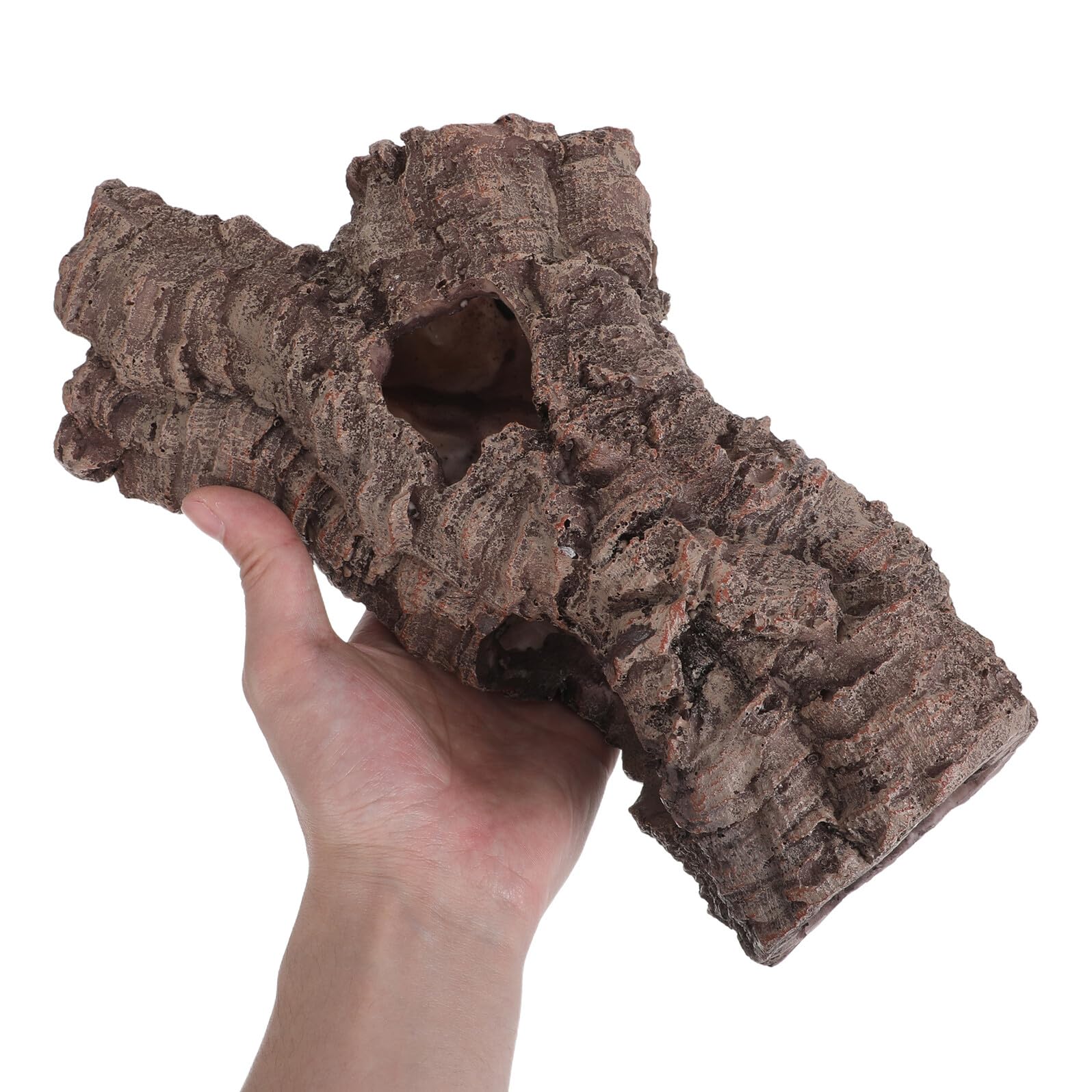 Veemoon Grotta per Acquario in Resina 5 Fori a Forma di Tronco D'albero Naturale, Rifugio per Pesci e Animali Acquatici, Riduce lo Stress in Habitat D'acqua