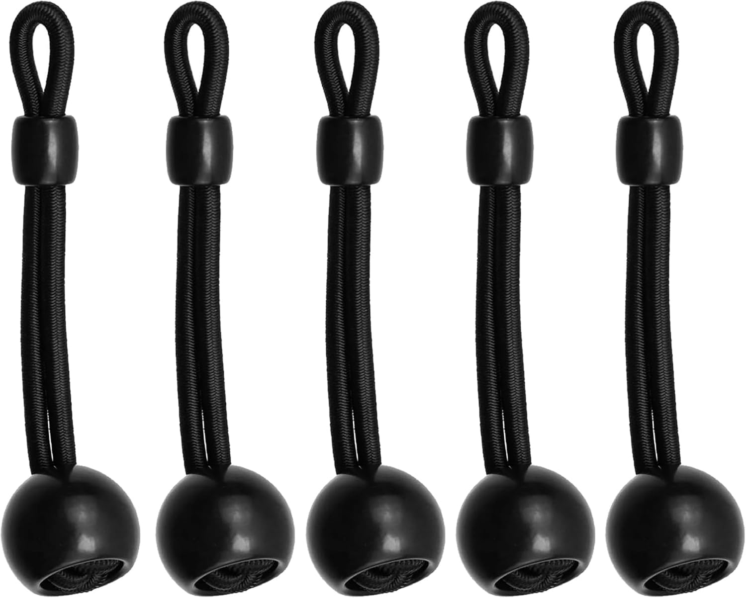 5PCS Universal Bungee Tie Down, Elastic Straps for Exterior Roller Shade, Roller-up Blinds Tie Down for Outdoor Indoor Blinds, 4" Replacement Parts (Black)