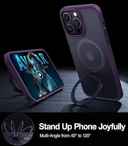 Vista 92 de TORRAS Funda magnética Ostand para iPhone 14 Pro Max [prueba de caídas de grado militar y compatible con MagSafe y soporte integrado] translúcida D