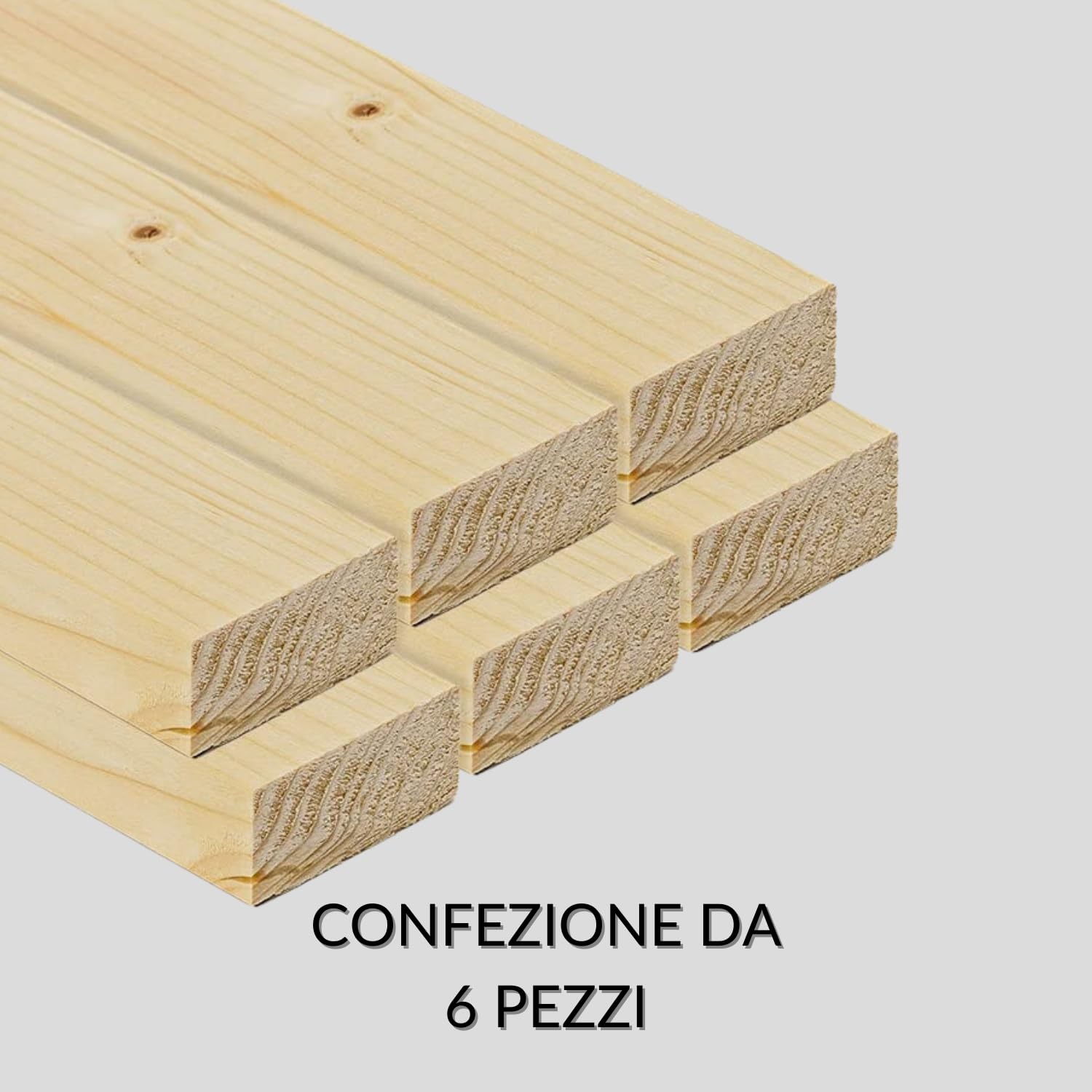 TWE Listelli Legno Massello Abete x 3 Metri Piallati su Quattro Lati con Smusso su Spigoli Made in Italy Confezione da 6 pz (20x40) mm