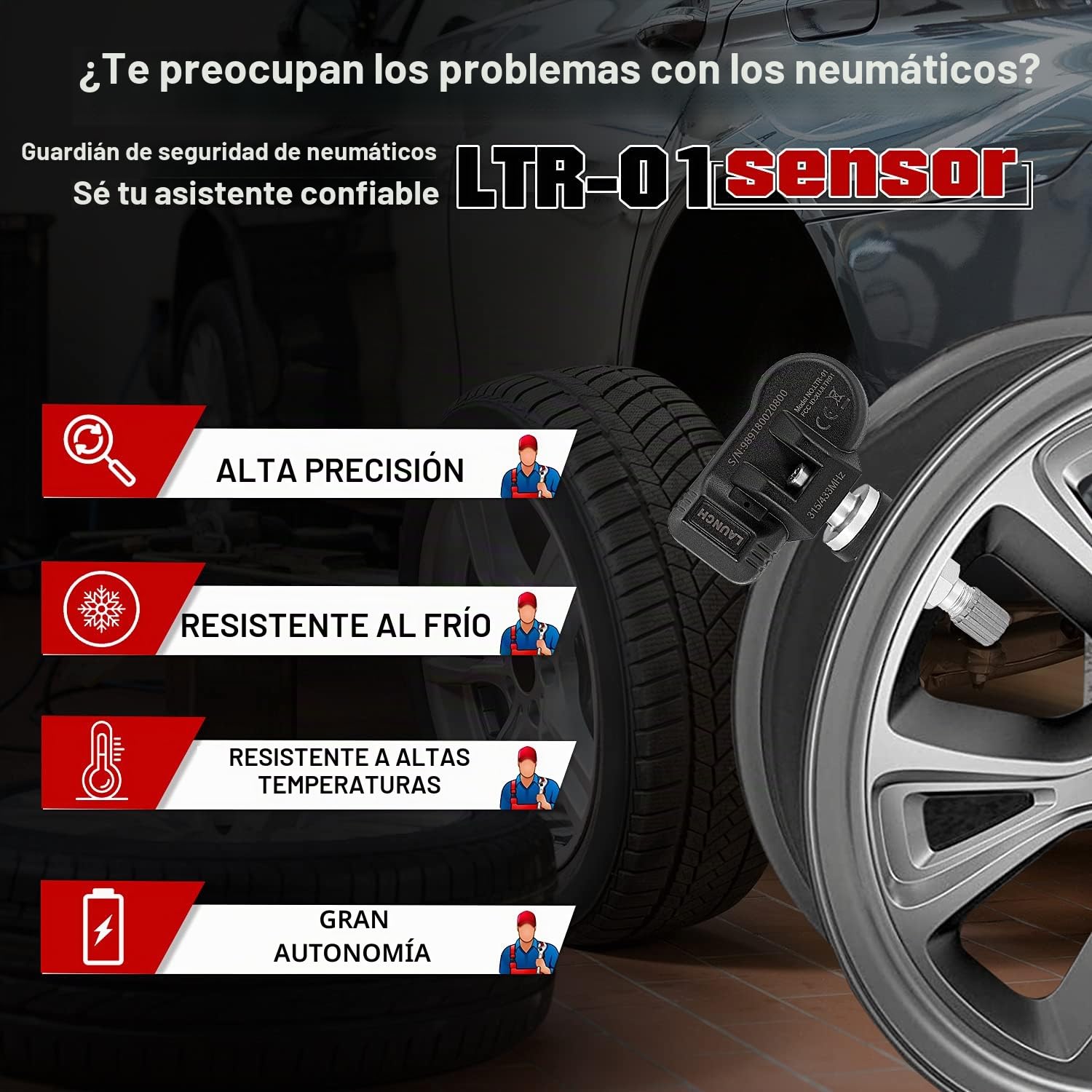 LAUNCH LTR-01 Sistema de Control de la Presión de Neumáticos de Frecuencia Dual Programada de RF Sensor TPMS, Herramienta de Programación TPMS