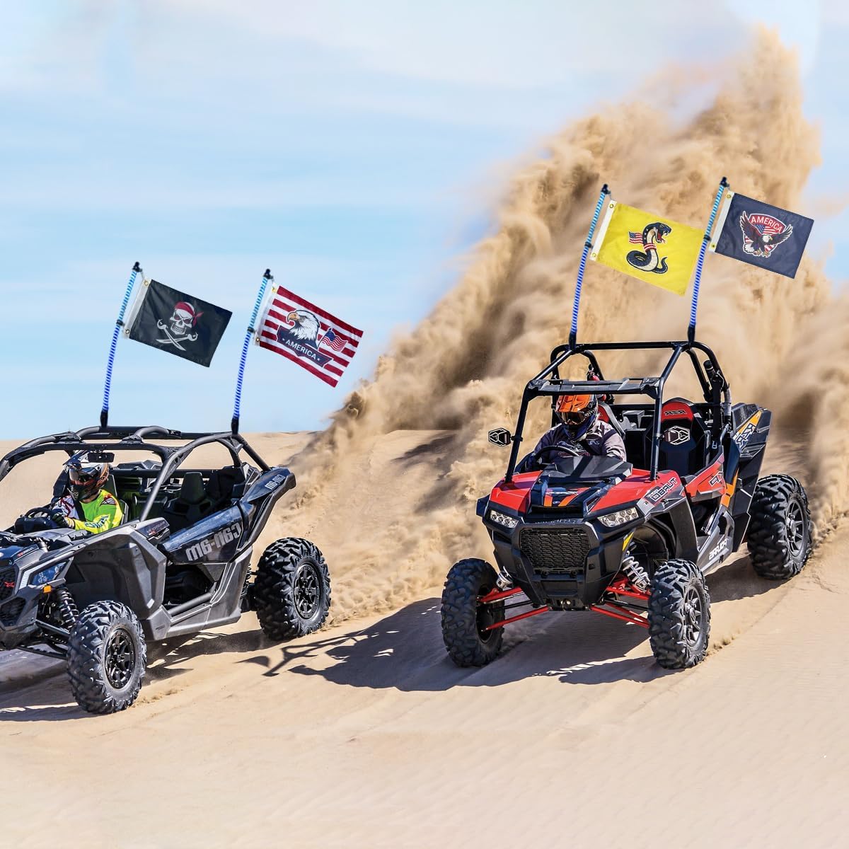 4 PCS 12x18 Inches ATV Flags,Whip Flags for UTV,Attach to Whip Lights or Antenna Flag with Poles, Double Side 3-layer Fabric American Flag Dune Golf Cart Flag for Can-Am SXS Jeep RZR Polaris Truck Boat Off-Road Vehicles - Image 2