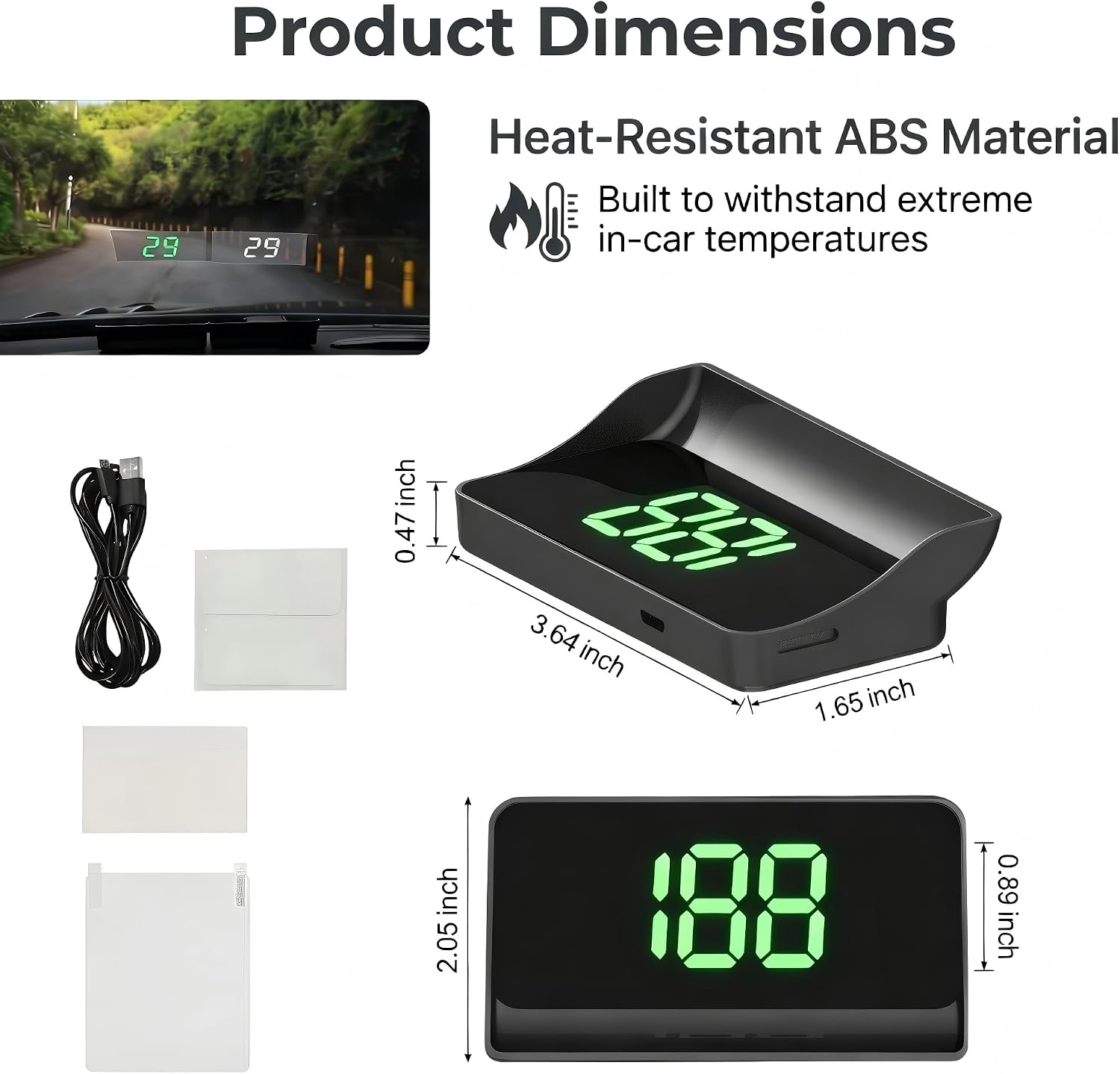 Car Windshield Speedometer Projector, High-definition LED Large Fonts Heads up Display with Sun Visor, Adjustable Brightness USB Plug and Play Speedometer, Universal for Most Cars (Green) image 2