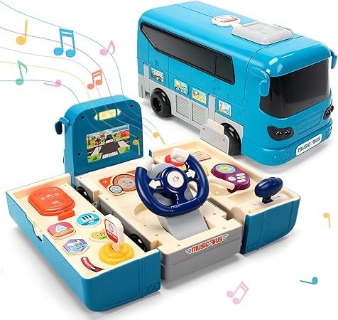 Amazon Co Jp Cute Stone 2in1バスおもちゃ 路線バス 変形おもちゃ 車おもちゃ 多機能 バスコレクション Diyミニカー バス模型 音楽バス 車模型 建物模型 音 光 知育玩具 男の子 誕生日 プレゼント クリスマス 女の子 贈り物 進学祝い ギフト 男女通用 おもちゃ