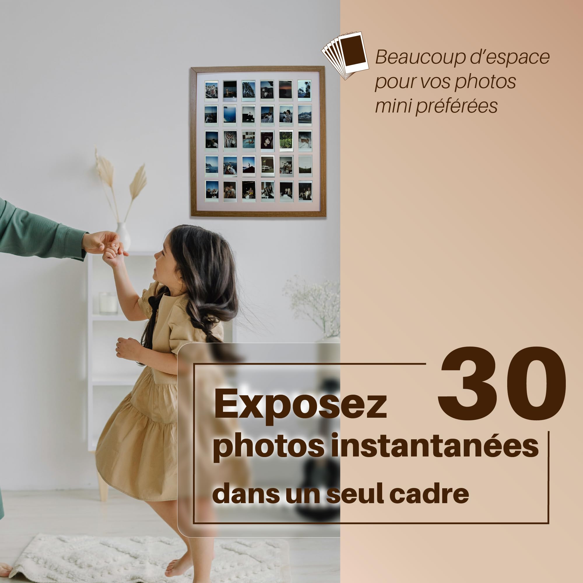 Tapeera Portafotos Múltiple Blanco para Pared – Compatible con Polaroid e Instax – Grande Marco Collage de Fotos – Mini Marco de Fotos para Pared (Blanco, Instax mini / 2x3)