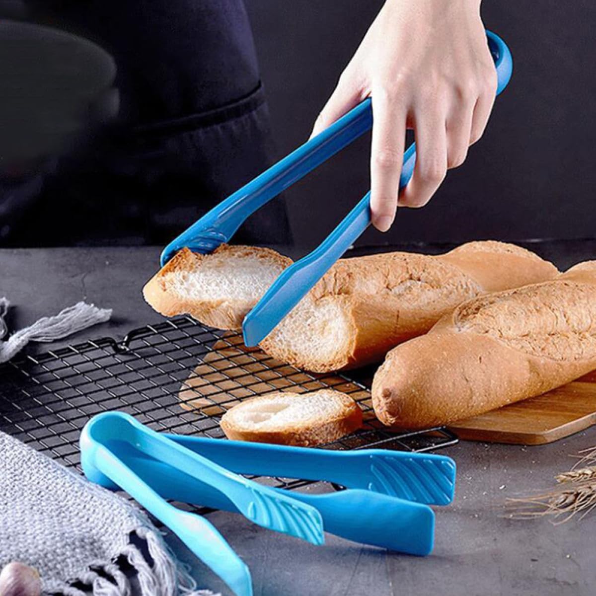 Creative Plastic Food Tongs Set, 6pcs Household Steak and Barbecue Tongs with Pie Clip, for Kitchen Cooking and Outdoor Grilling image 3