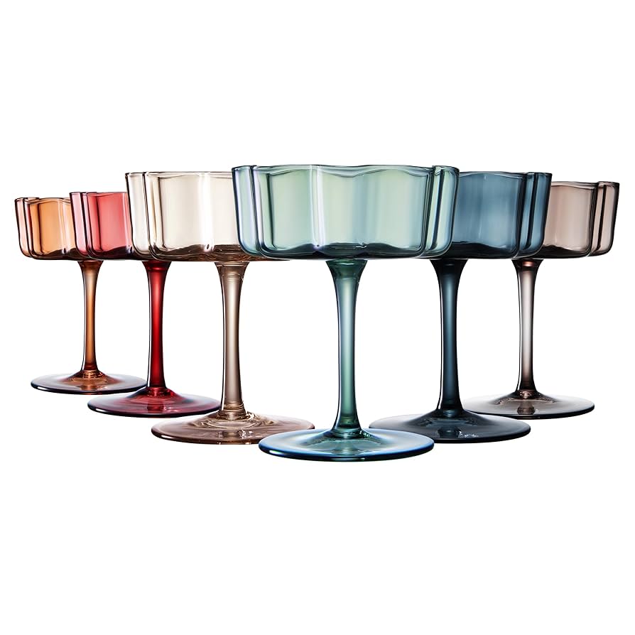 Amazon.com | KHEN Flower Vintage Wavy Glass Coupes Martini