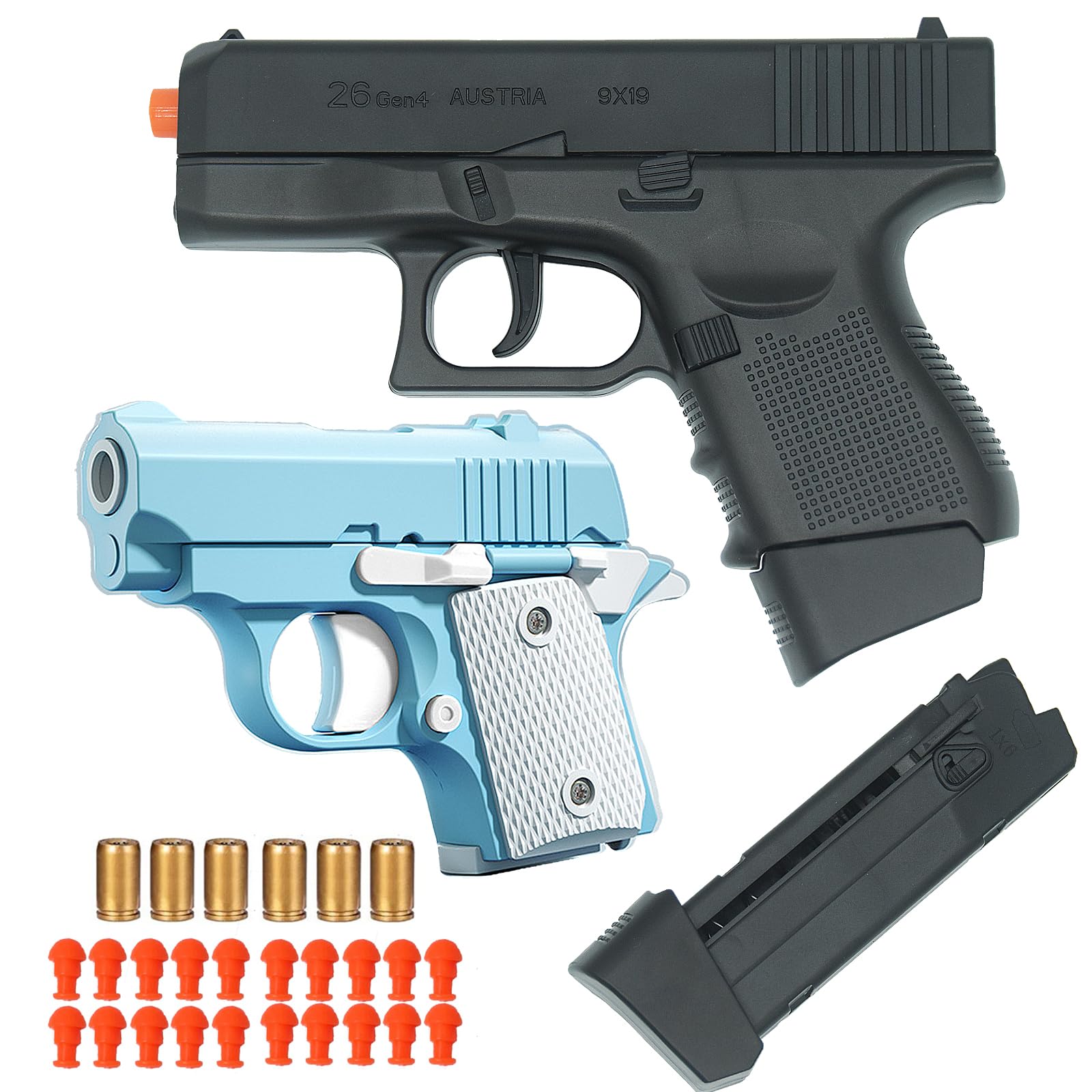 Dreamplay Shell Ejecting Toy Gun, 1 Fidget Toy Gun and 1 Realistic Shell Ejecting Toy Pistol Automatic Pull Back Action Shooting Games Education Model Toy for Kids Gifts