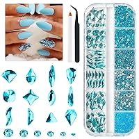 Vista 12 de 2052 piezas de pedrería dorada para uñas, 72 piezas de formas múltiples de cristal con base plana champán dorado + 1980 piezas de cuentas redondas