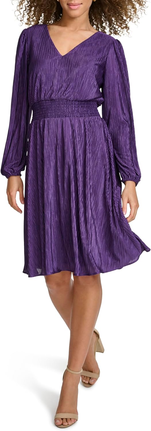 Kensie Womens Balloon Sleeve Smocked Waist Mini Dress