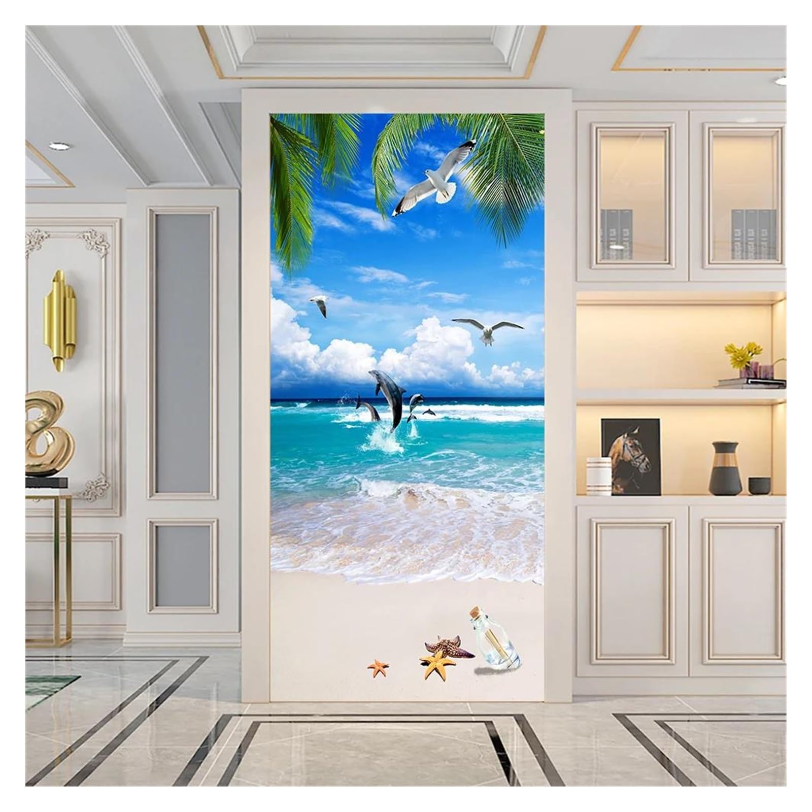 Décoration de maison plage 3D pour agrandir une petite pièce sombre