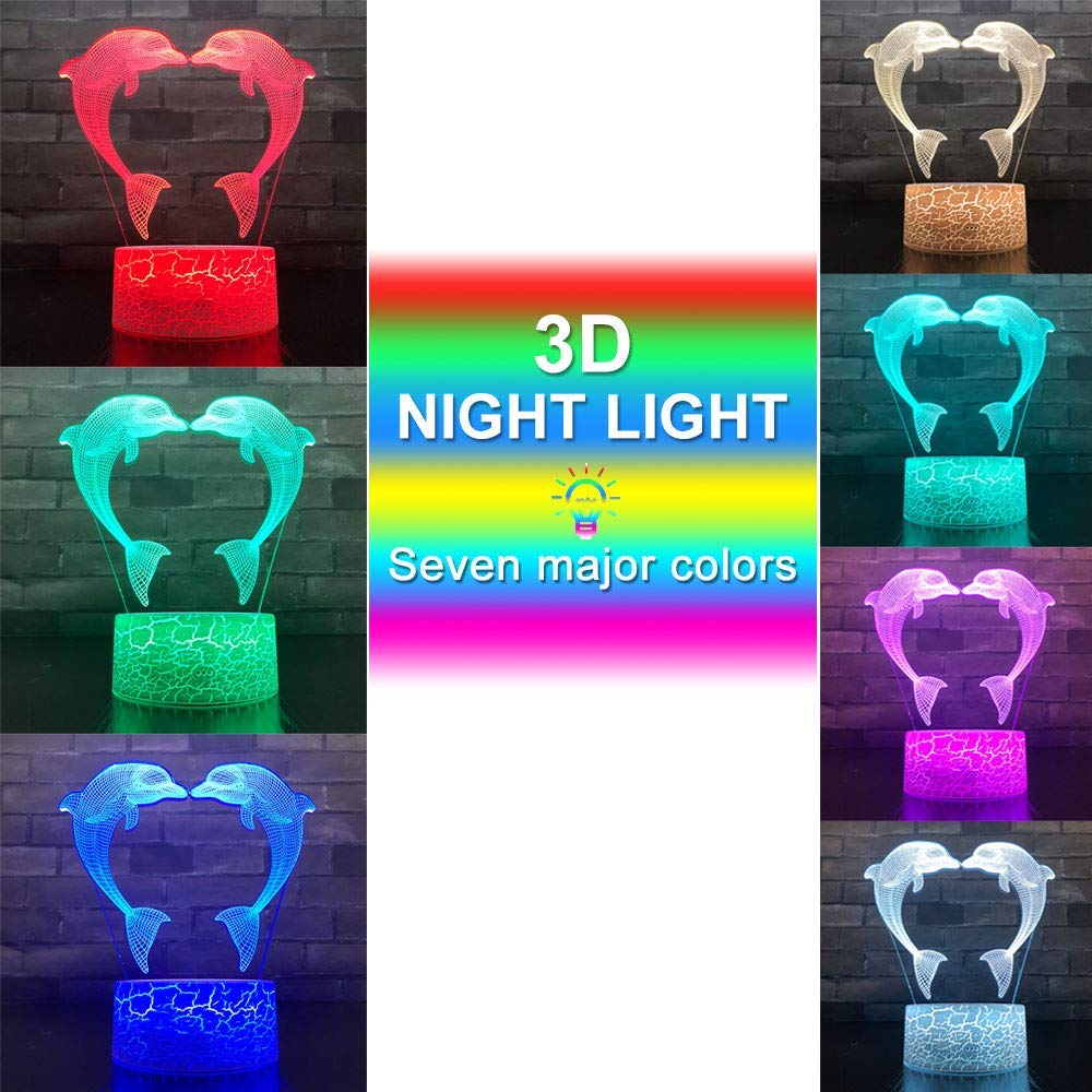 Luce Notturna 3D Delfino: L'Illusione Ottica Che Illumina La Stanza! Lampada LED Con 16 Colori, Regalo Perfetto Per Bambini E Adulti