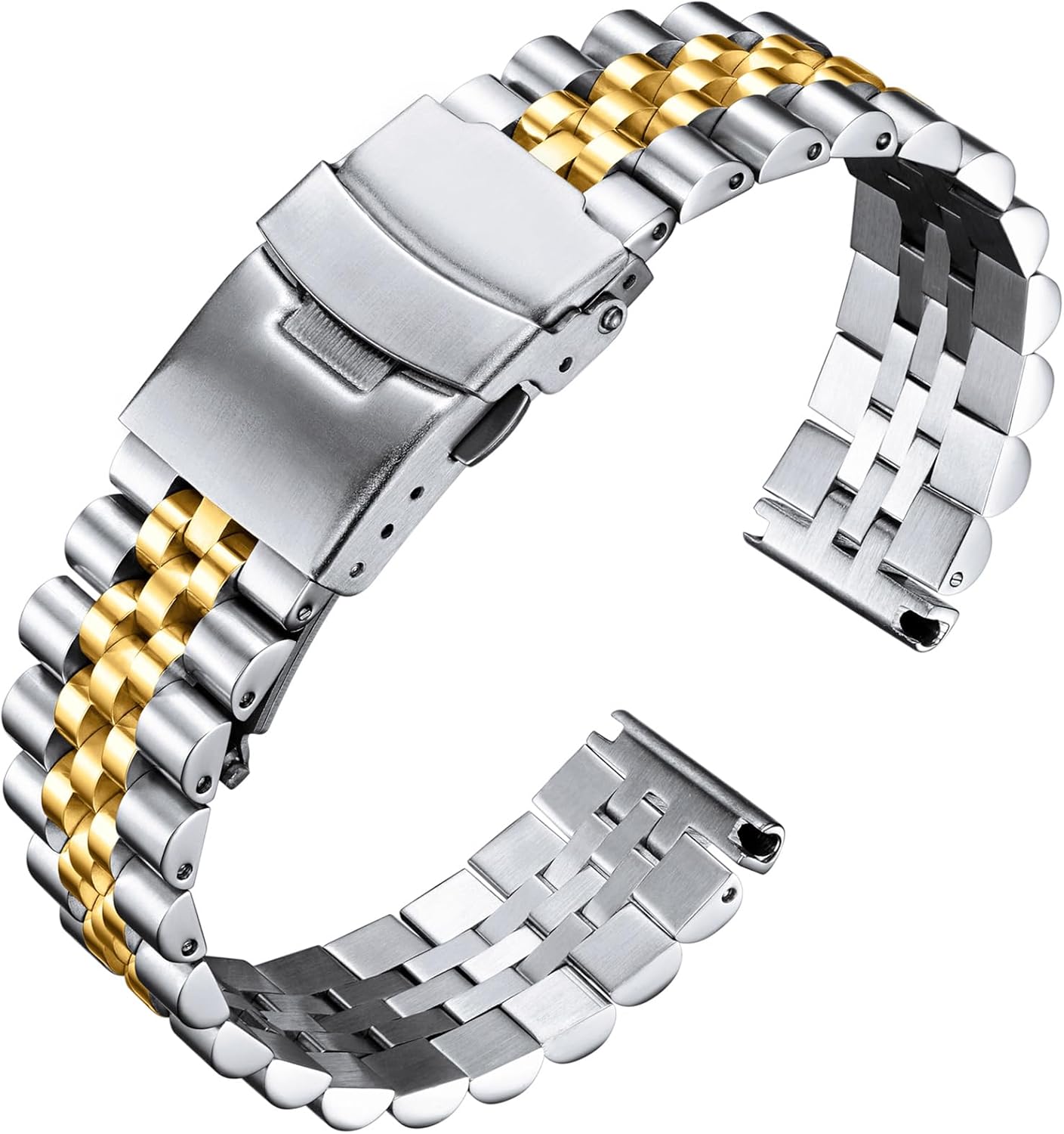 BINLUN Stainless Steel Watch Band Replacement Metal Watch Strap with Double Locking Foldover Clasp for Men Women 18mm 20mm 22mm 24mm 26mm in Silver, Gold, Black, Rose Gold, Two Toned