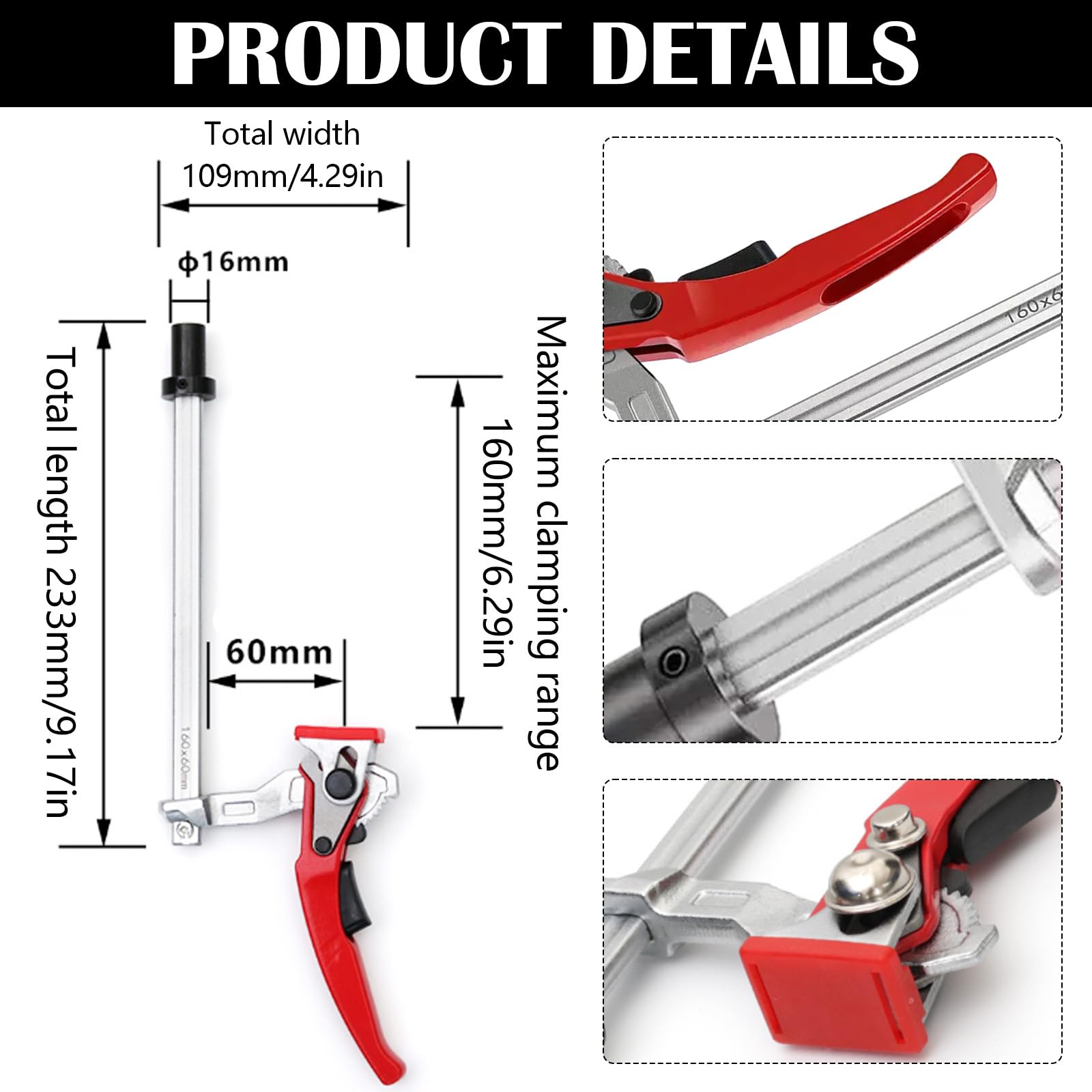 Dispositivo De Sujeción De 16 mm, 2 Piezas ø16 Dispositivo De Sujeción Para Mesa De Soldadura, Liberación Rápida Con Capacidad De 160 mm Y Profundidad De Garganta De 60 mm Para Amolar, Cortar