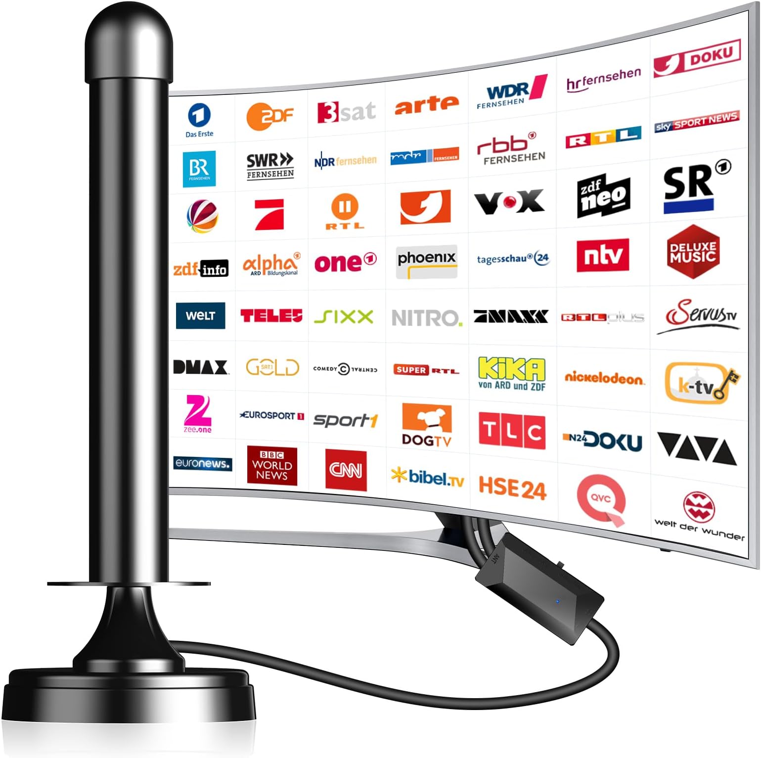 Fekete szín - Beltéri TV antenna Mini HDTV Ground Wave digitális