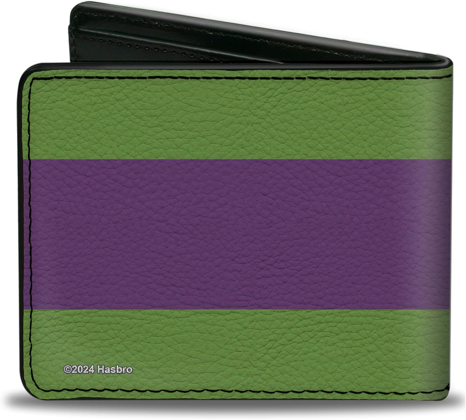 Buckle-Down Hasbro Wallet, Bifold, Transformers Decepticon Shield and Stripe Green Purple White, Vegan Leather