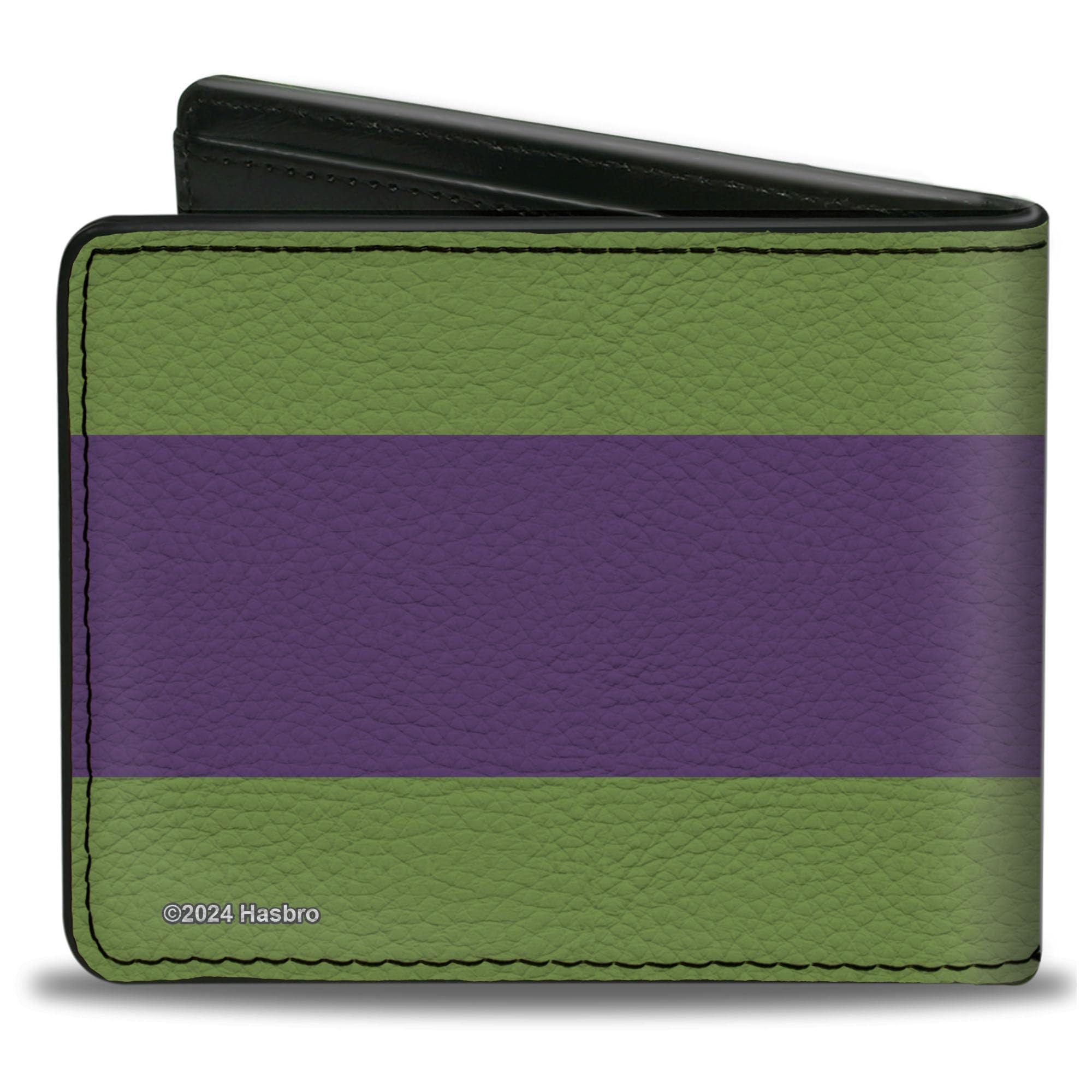 Buckle-Down Hasbro Wallet, Bifold, Transformers Decepticon Shield and Stripe Green Purple White, Vegan Leather