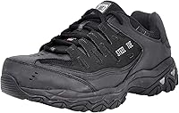 Vista 9 de Skechers Zapatos de construcción Cankton con punta de acero para hombre, clasificación de peligro eléctrico, espuma viscoelástica Negro/Carbón