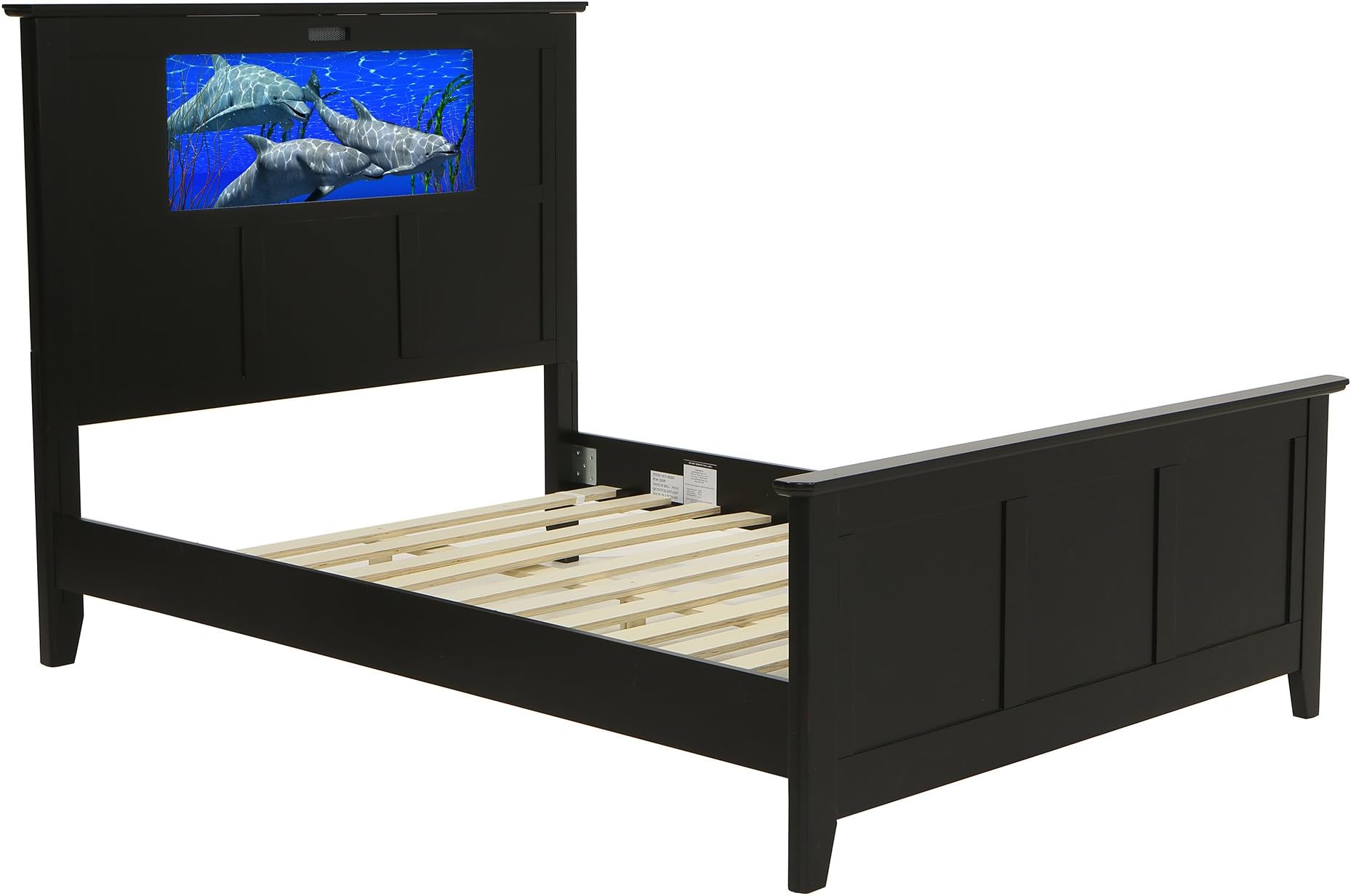 LightHeaded Beds Shaker Full Bed with Changeable Back-Lit LED Imagery Headboard, Satin Black