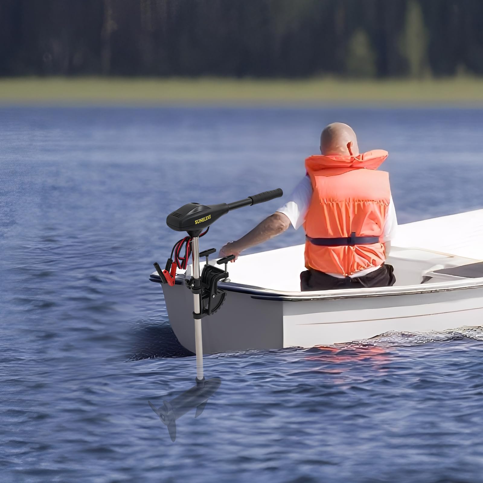 Motore fuoribordo elettrico 12V 58LBS con indicatore batteria per gommoni tender kayak 300kg