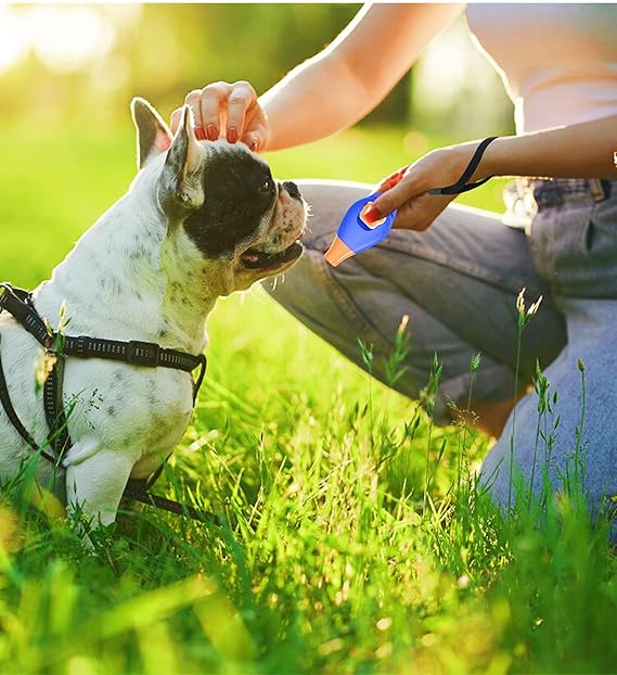 Upgrade Dog Training Clicker with Whistle and Wrist Strap - Positive Behavior Reinforcer for Pets - All Ages, Puppy and Adult Dogs - Use to Reward and Train - Dog Whistle Included (Blue)