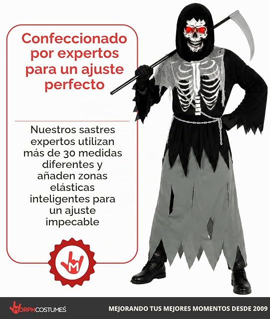 Foto 4 de 8 de Morph Disfraz Muerte Niño, Disfraz Terror Halloween Niño, S