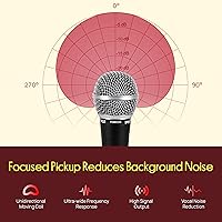 Vista 3 de Pyle PDMIC59 - Micrófono vocal dinámico profesional, micrófono de mano dinámico cardioide unidireccional con interruptor de encendido/apagado