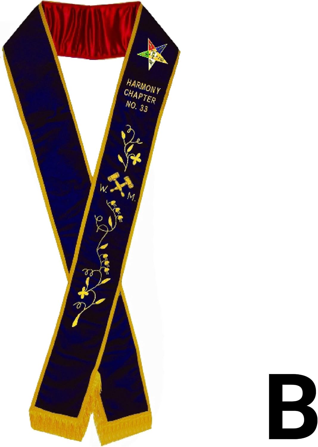 BRICKS MASONS Worthy Matron - Hand Embroidered OES Purple Velvet Sashes