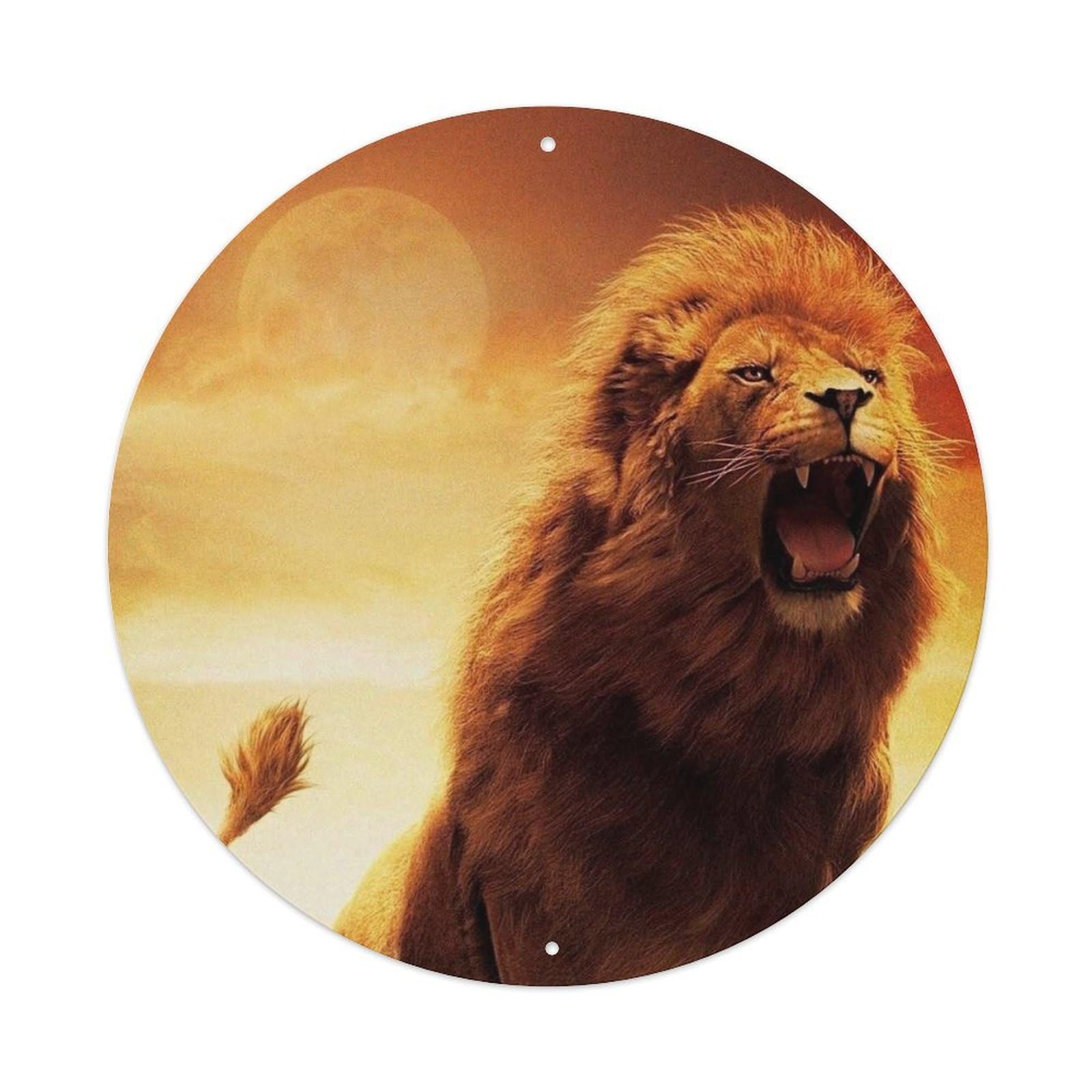 Golden Sunrise Symbolism Epic Lion Poster Metal Tin Sign