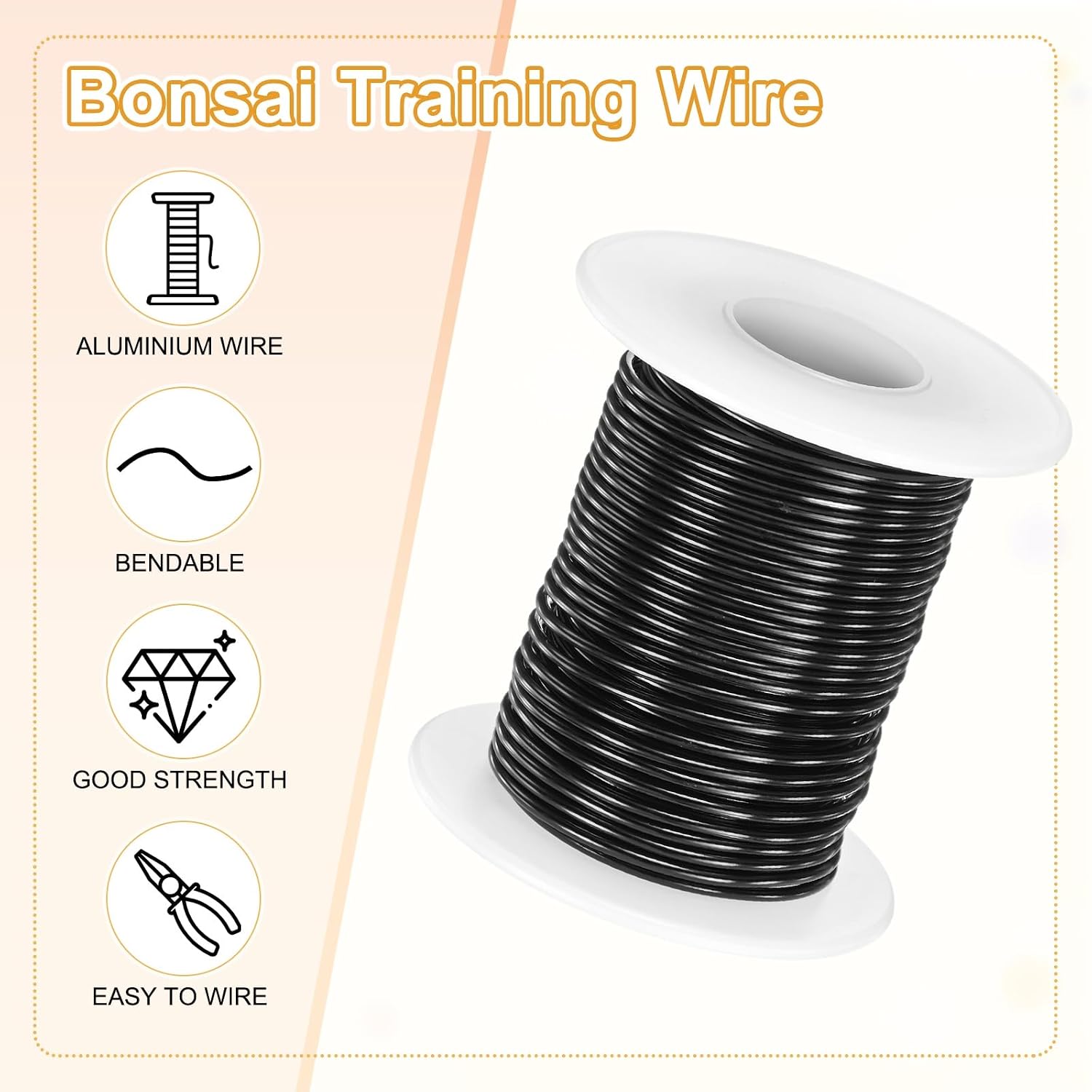 M METERXITY 1-Pack Bonsai Training Wire, 1.5mm x 49ft/15m Anodized Aluminum Bonsai Tree Wire for Fine Trunk/Gardening Branch/DIY Crafting [Black] image 2