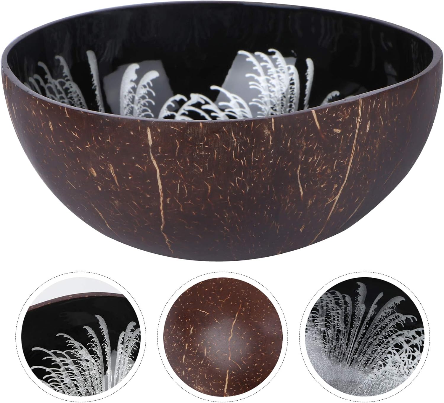 HEMOTON Coconut Shell Bowl 5.51 Inch Natural Eco-Friendly Storage Bowl Candy Container Nuts Holder Decorative Organizer for Living Room Bedroom Office - Image 3