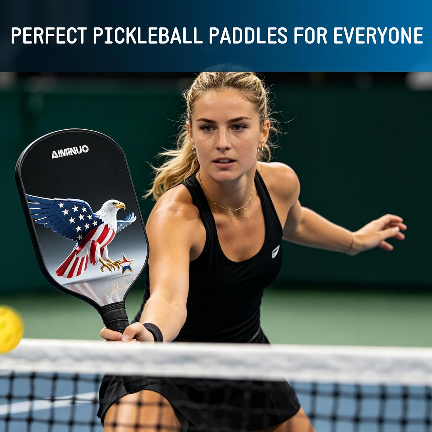 Pickleball Paddles, Fiberglass Pickle Ball Paddle Set, 16mm Lightweight Pickleball Paddles for Men Women Kids Indoor & Outdoor