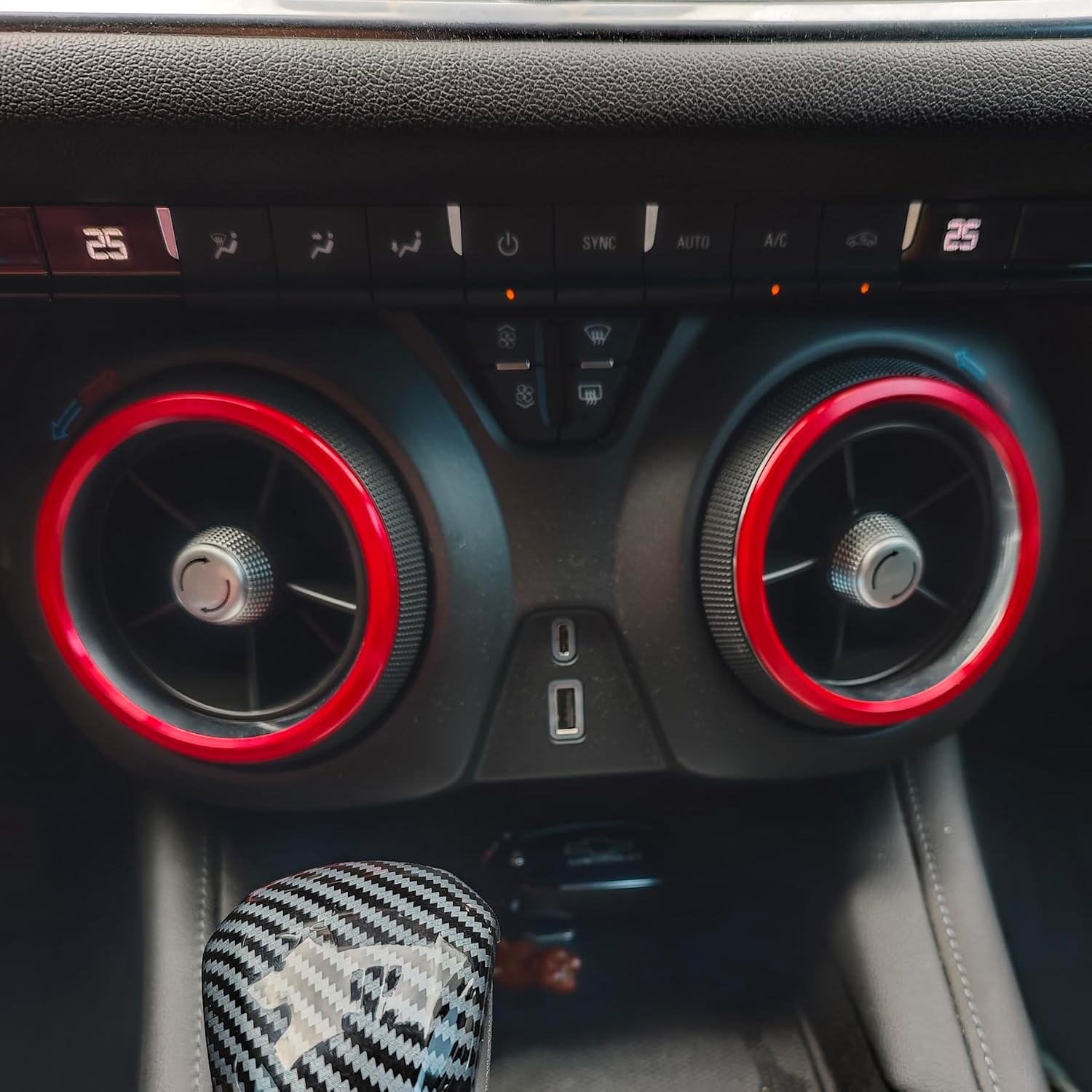 for Chevy Blazer 2019-2025 Up Interior Accessories Air Conditioner Vent Ring Cover Decorative Trim AC Knob Cover Aluminum Alloy 4pcs (Red)