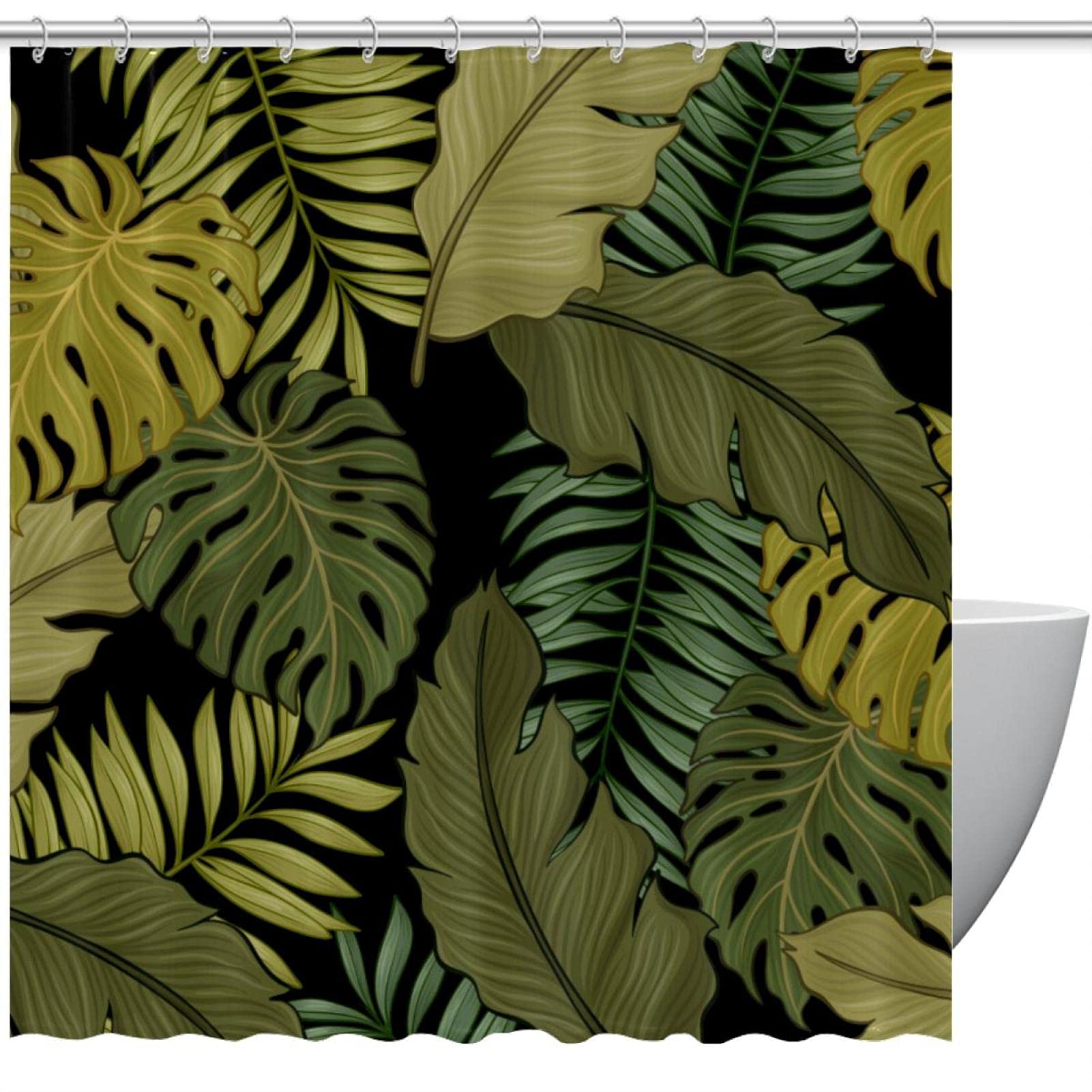 Rideau de douche en tissu de qualité supérieure motif jungle élégant