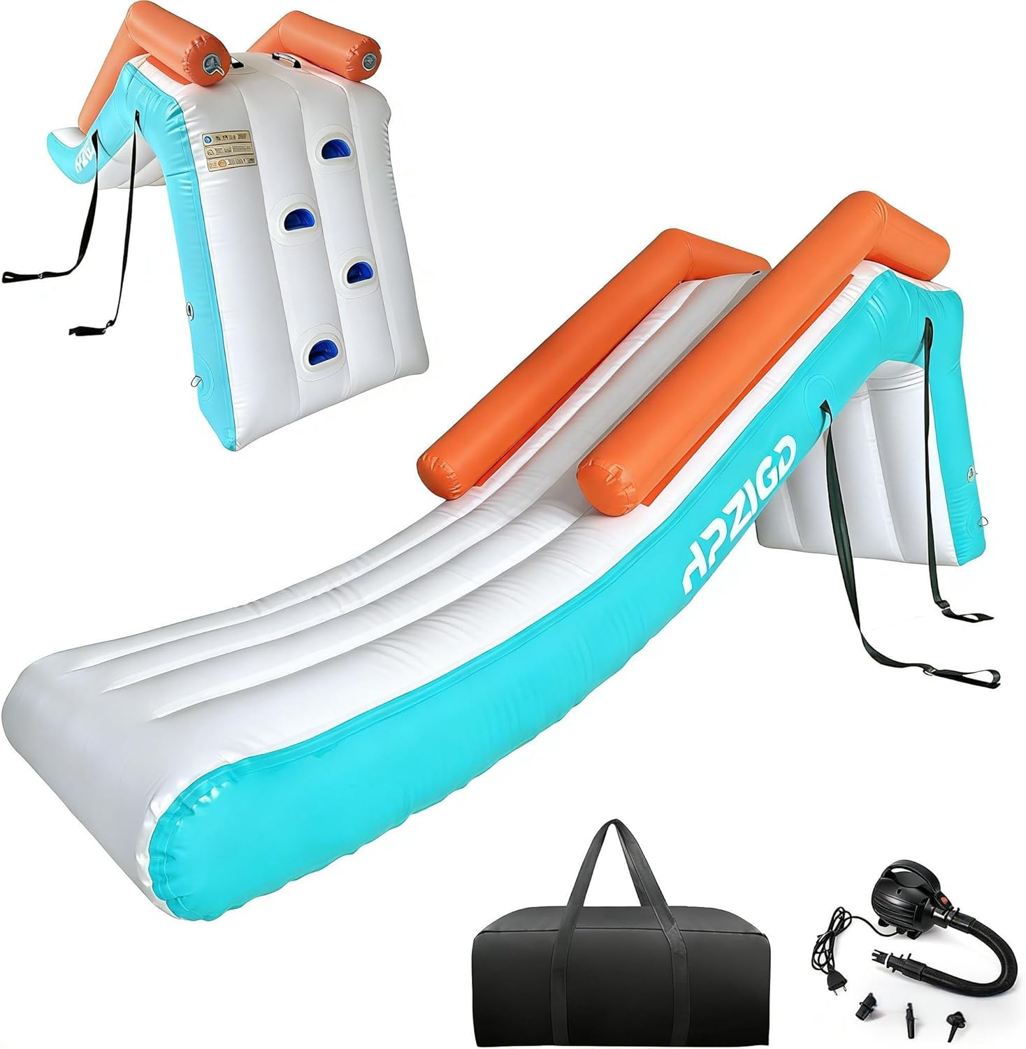 Inflatable Pontoon Slide, Quick Setup Portable Water Slide for Boat Dock, Lake Pool, Summer Party