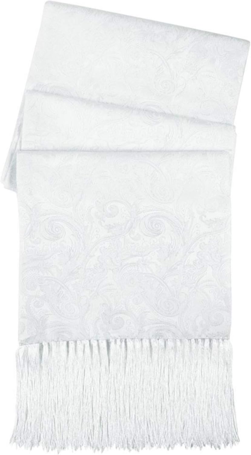 White Premium Silk Tapestry Paisley Tuxedo Scarf