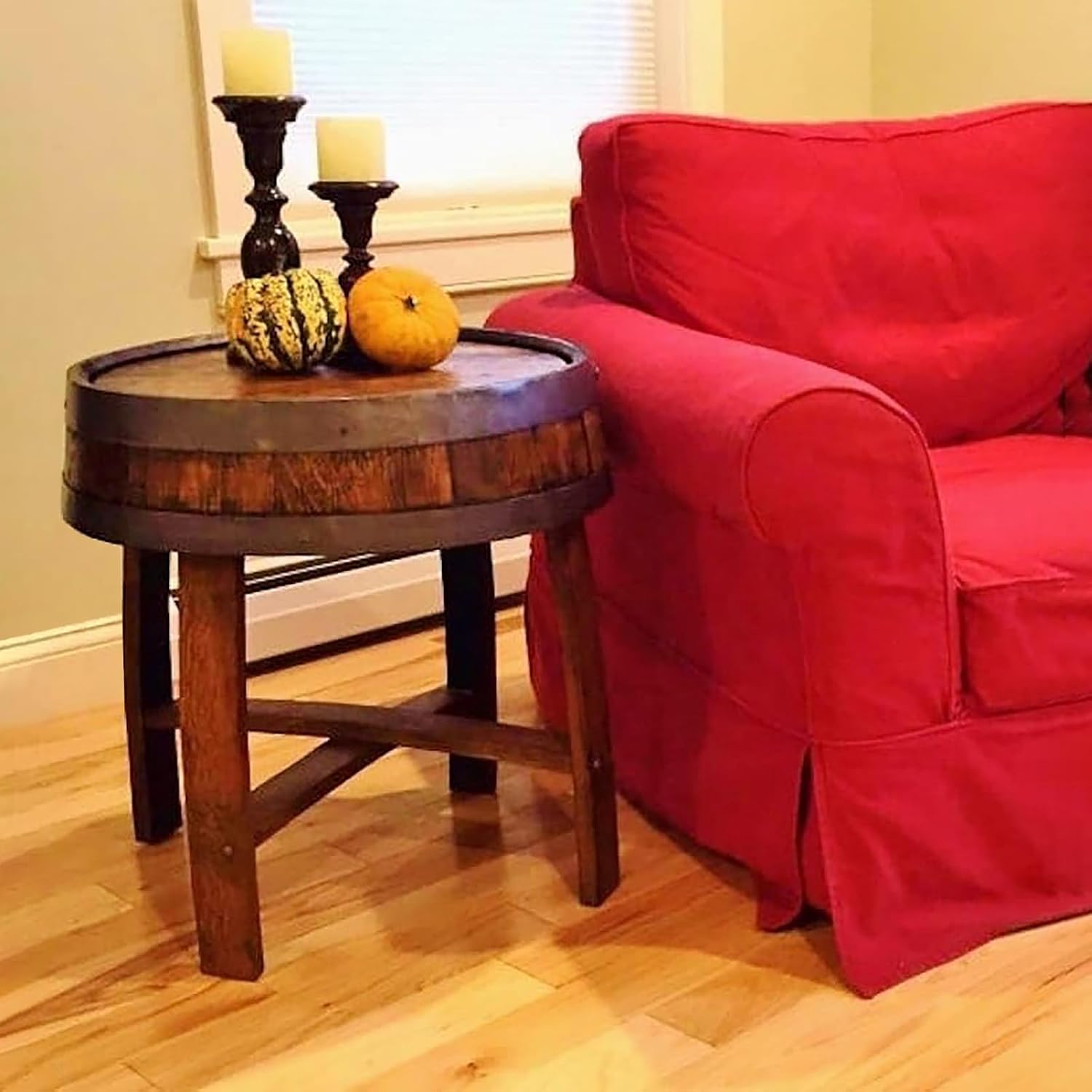 Handcrafted Oak Whiskey Barrel End Table – Bourbon Coffee Table, Wine Barrel Furniture, Rustic Whiskey Table