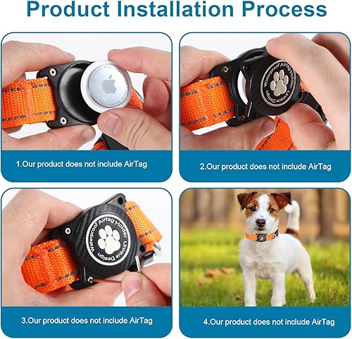 Miniatura 11 de Airtag - Collar para perro, collar de nailon con soporte impermeable para AirTag, collar luminoso reflectante ajustable para mascotas para perros