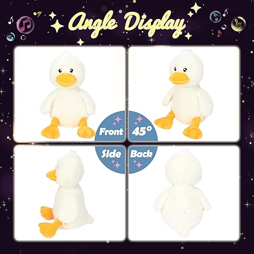 Vista 19 de Hopearl Pato de peluche con luces LED, flexible, con luces de noche que brillan en la oscuridad, regalos de cumpleaños para niños pequeños, blanco