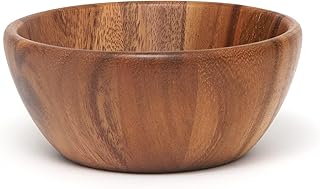 Lipper International Acacia Round Flair Serving Bowl for Fruits or Salads, Small, 6" Diameter x 2.5" Height, Single Bowl