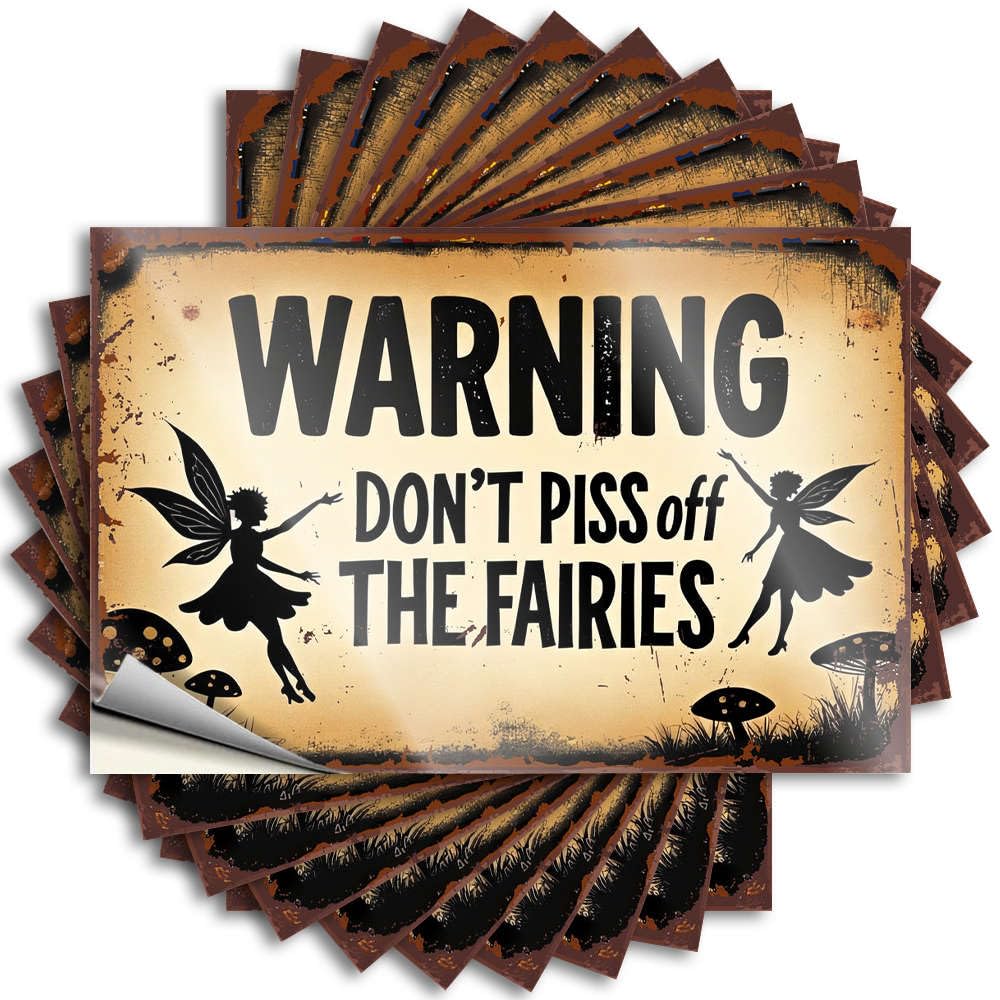 Decal - Great Door Warning: Don't Piss Off The Fairies for Outside Outdoor Fall Decor(6X9CM)