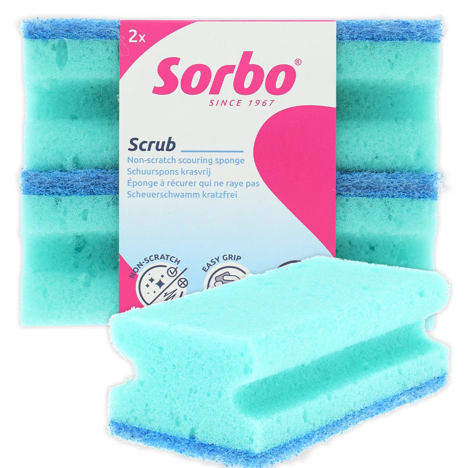 George East Sorbo Non-Scratch Sponge Scourer, Blue, XL, Pack of 2