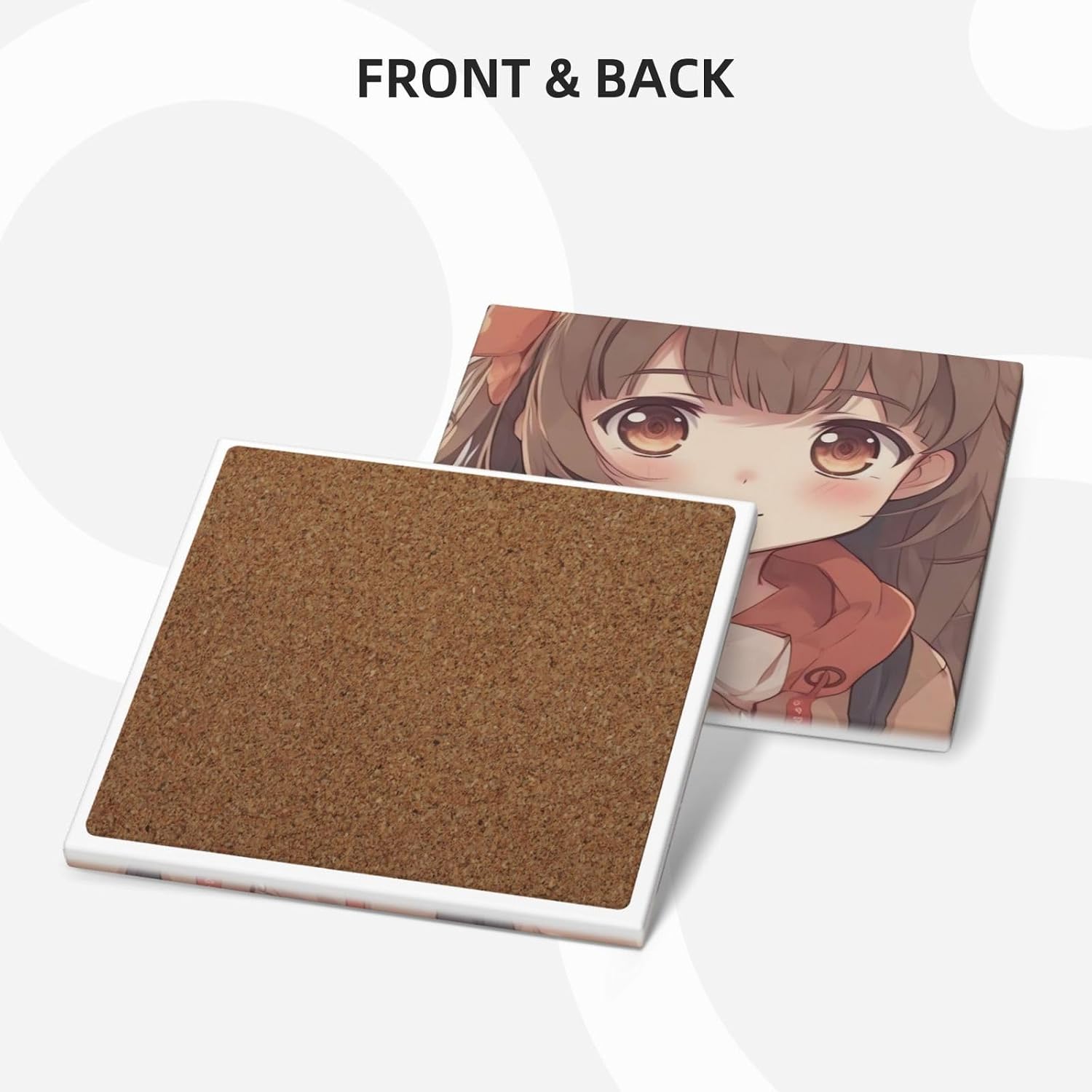 6Pcs Drink Coasters with Holder, Absorbent Ceramic Coasters Set with Cork Base for Tabletop Protection,Decorative Coffee Cup Mat Japan Anime Bar Coaster for Home Decor Gift image 2